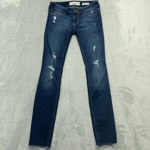 Hollister Low Rise Super Skinny Jeans Womens OS 24x28 Blue Denim Distressed